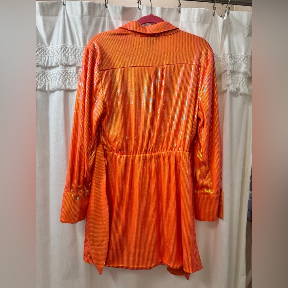 NWT House of Harlow 1960 Orange Sequin Wrap Robe - Picture 5 of 6